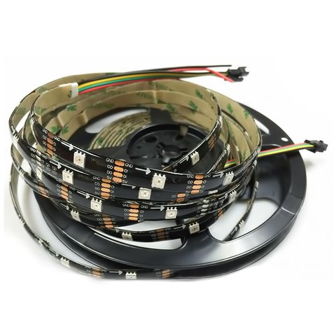 Світлодіодна стрічка RGB SMD5050, WS2813 чорна, з управлінням, IP65, 5 В, 30 діодів м, 5 м