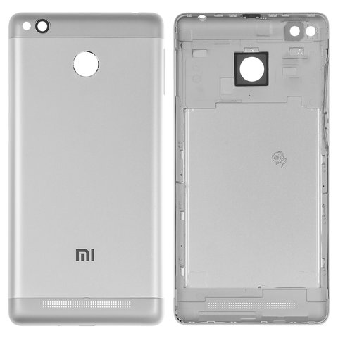 Задняя панель корпуса для Xiaomi Redmi 3S, серебристая, белая, с боковыми кнопками, 2016031