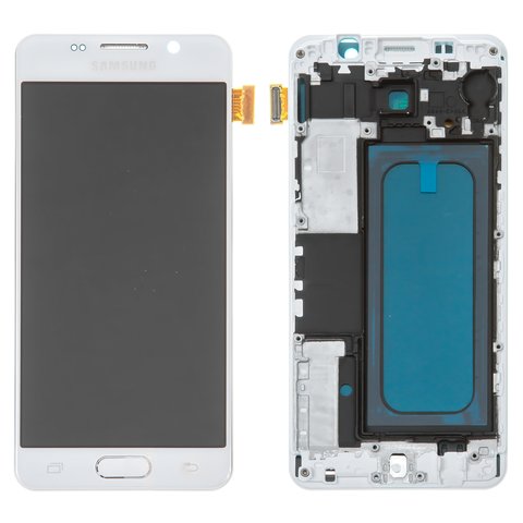 Дисплей для Samsung A310 Galaxy A3 2016 , білий, з регулюванням яскравості, з рамкою, Сopy, TFT 