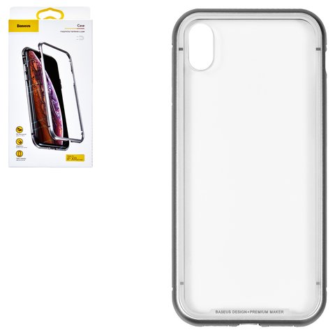 Чехол Baseus для iPhone XR, серебристый, прозрачный, металлический, магнитный, #WIAPIPH61 CS0S