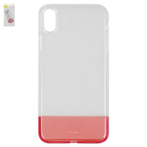 Чохол Baseus для iPhone XS Max, червоний, прозорий, силікон, пластик, #WIAPIPH65 RY09