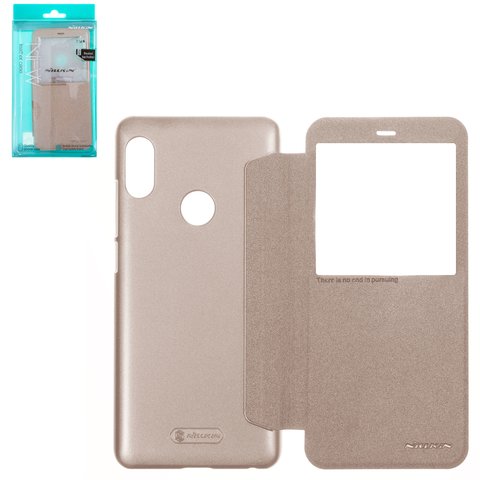 Чехол Nillkin Sparkle laser case для Xiaomi Redmi Note 5, Redmi Note 5 Pro, золотистый, книжка, пластик, PU кожа, #6902048155404