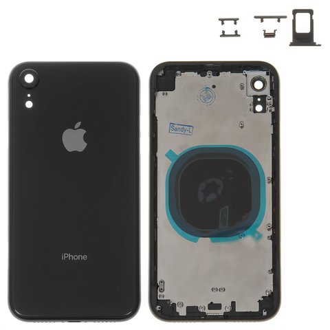 Корпус для iPhone XR, чорний, з тримачем SIM карти, з боковими кнопками