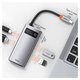 USB-хаб Baseus Metal Gleam, USB тип-C, USB тип-A, USB 3.0 тип-A, HDMI, з індикатором, сірий, 4 порта, #CAHUB-CY0G
