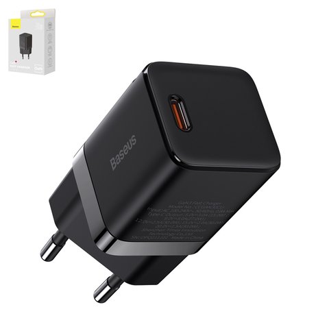 Мережевий зарядний пристрій Baseus GaN3, 30 Вт, Quick Charge, чорний, 1 порт, #CCGN010101