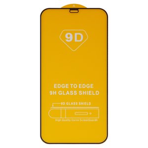 Защитное стекло для Apple iPhone 12 Pro Max, совместимо с чехлом, Full Glue, без упаковки , черный, cлой клея нанесен по всей поверхности