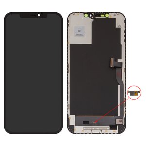 Дисплей для iPhone 12 Pro Max, черный, с рамкой, High Copy, без микросхемы, OLED , GX OEM hard