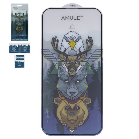 Захисне скло iNobi Amulet для Apple iPhone 15 Plus, Full Glue, Anti Static, чорний, шар клею нанесений по всій поверхні