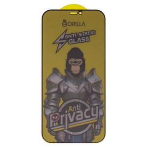 Защитное стекло для Apple iPhone 12, iPhone 12 Pro, совместимо с чехлом, Full Glue, Anti Static, Anti Peeping, черный, cлой клея нанесен по всей поверхности, gorilla