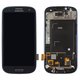 LCD compatible with Samsung I9300 Galaxy S3, (dark blue, with frame, original (change glass) )