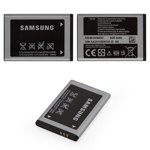Batería AB463446BU puede usarse con Samsung E250, Li ion, 3.7 V, 800 mAh, Original PRC 