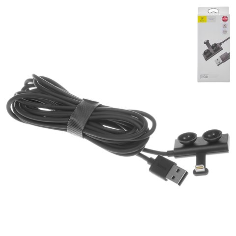 USB кабель Baseus Suction Cup Mobile Games, USB тип A, Lightning, 300 см, 1,5 А, черный, #CALXP E01