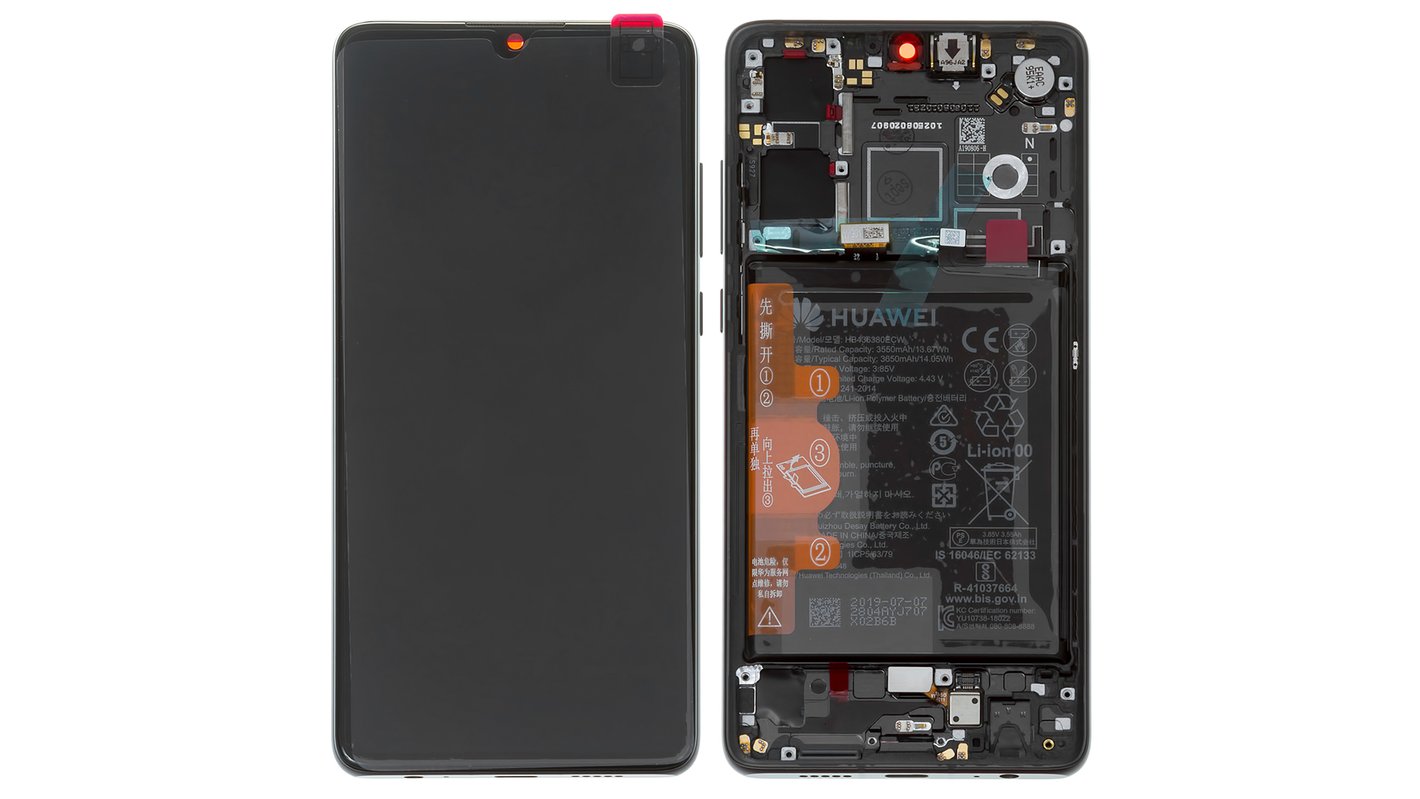 Дисплей для Huawei P30, черный, с рамкой, с аккумулятором, Original (PRC),  used - All Spares