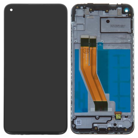 LCD compatible with Samsung A115 Galaxy A11, M115 Galaxy M11, black, with frame, original change glass 