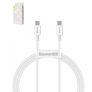 USB Cable Baseus Superior, 2xUSB type C, 100 cm, 100 W, white, silicone  #CATYS B02