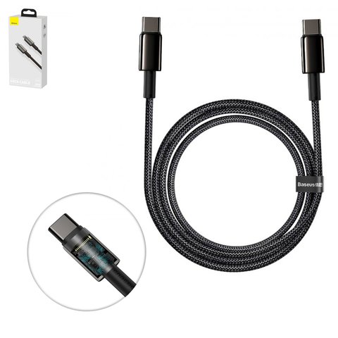 USB Cable Baseus Tungsten Gold, 2xUSB type C, 200 cm, 100 W, black  #CATWJ A01