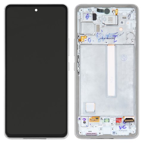 LCD compatible with Samsung A536 Galaxy A53 5G, white, with frame, Original, service pack  #GH82 28024D