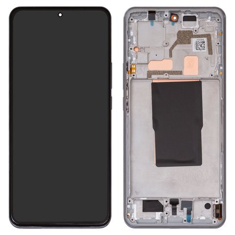 LCD compatible with Xiaomi 12T, 12T Pro, silver, with frame, High Copy, OLED , 22081212UG, 22081212G, 22071212AG 