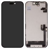 Pantalla LCD puede usarse con iPhone 16, negro, con marco, HC, sin microchip, (OLED), GX OEM hard