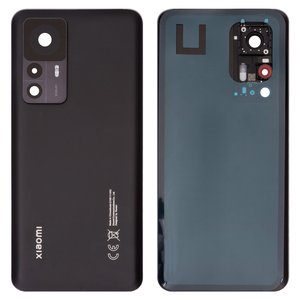 Panel trasero de carcasa puede usarse con Xiaomi 12T, negra, con vidrio de cámara, black