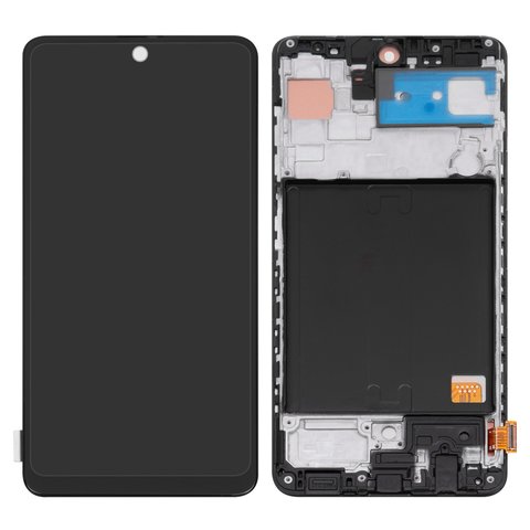 LCD compatible with Samsung A515 Galaxy A51, black, with frame, Copy, TFT  