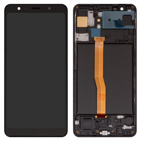 LCD compatible with Samsung A750 Galaxy A7 2018 , black, with frame, High Copy, OLED