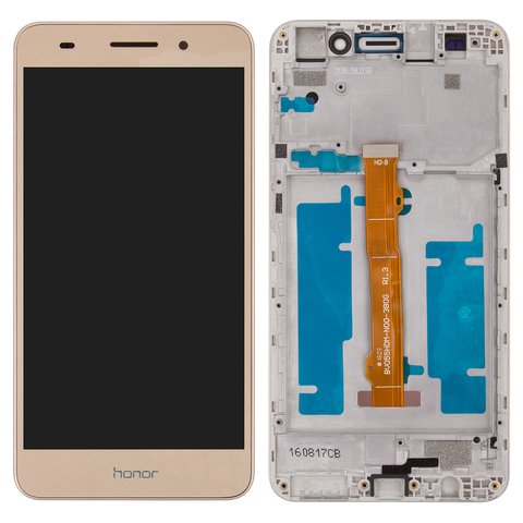Pantalla LCD puede con Huawei Y6 dorado, con marco, Original (PRC), CAM-L21 - GsmServer