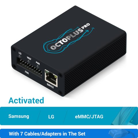 Octoplus Pro Box con juego de cables 7 en 1 con activaciones Samsung + LG + eMMC JTAG 