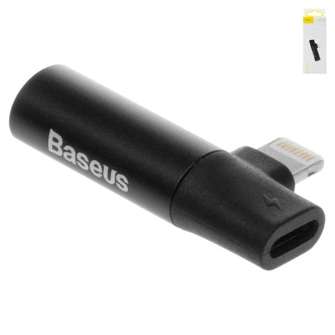 Adaptador Baseus L43, no soporta micrófono, de Lightning a 3.5 mm 2 en 1, TRS 3.5 mm, Lightning, negro, 2 A, #CALL43 01