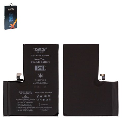 Batería Deji puede usarse con Apple iPhone 14 Pro Max, Li ion, 3.86 V, 4750 mAh, mayor capacidad, sin mensaje de error, decode battery