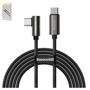 USB кабель Baseus Elbow, 2xUSB тип C, 200 см, 100 Вт, 5 А, черный, Г образный, в нейлоновой оплетке, #CATCS A01