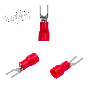 Наконечник SV1.25 3, 3 мм, вилковий, ізольований, червоний, 10 шт., 0,5 1,5 мм²