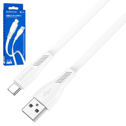 USB кабель Borofone BX85, USB тип C, USB тип A, 100 см, 3 A, белый, #6974443387124