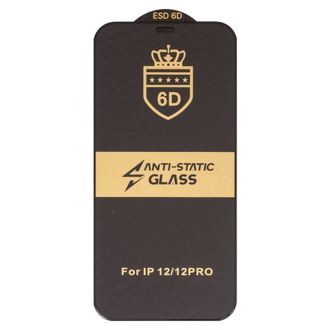 Защитное стекло ESD 6D для Apple iPhone 12, iPhone 12 Pro, совместимо с чехлом, Full Glue, Anti Static, без упаковки , черный